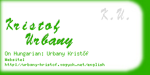kristof urbany business card